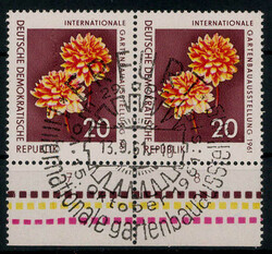 20 Pf. Gartendahlien 1961 im waagrechten Paar mit entsprechendem SST, ...