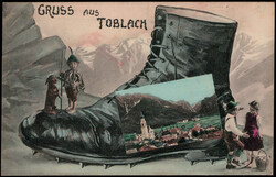 Toblach / Südtirol, herrliche "Gruss aus" - Wanderschuh-Karte um ...