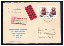 70 Pf. Gartenstiefmütterchen 1975 (2) als MEF. auf portogerechtem ...