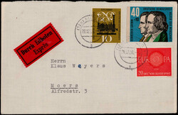 40+10 Pf. Gebr. Grimm als Zeitungsausschnitt zum Schaden der Post ...