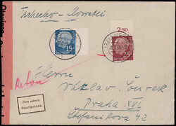 25 Pf. Heuss vom Oberrand nebst 15 Pf. vom Seitenrand auf ...