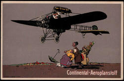 Continental-Aeroplanstoff, farbige Werbekarte "Flugzeug über ...