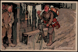 Continental, farbige Werbekarte Fahrradfahrer als Post-Ordonnanz ...