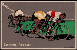 Continental-Pneumatic, farbige Werbekarte "Radrennen" um 1920 ...