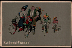 Continental-Pneumatic, Radfahrergruppe mit Hund 1917 per Feldpost ...