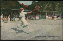 Continental-Tennisbälle, farbige Werbekarte "Tennisdoppel" um 1920 ...
