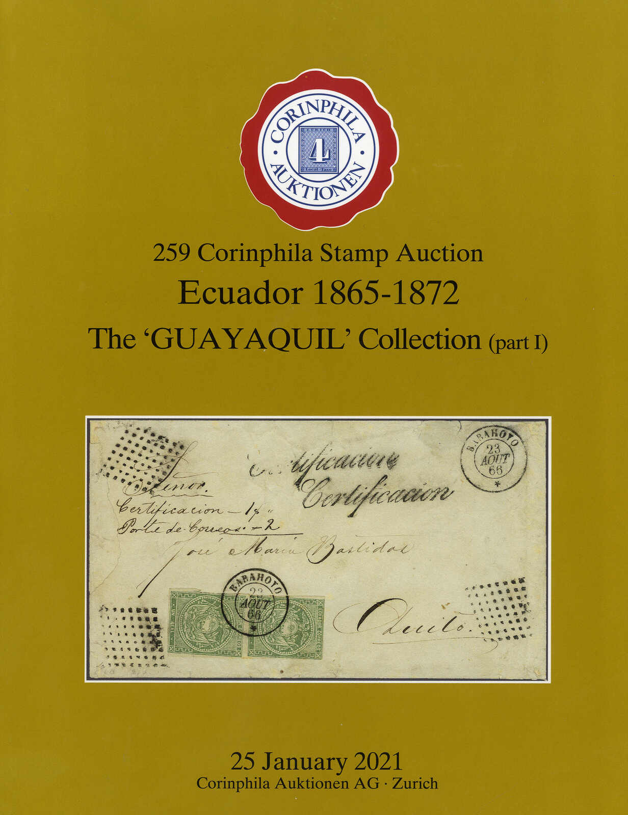 ECUADOR,  259. Corinphila-Spezialauktion  "THE GUAYAQUIL-COLLECTION" ...