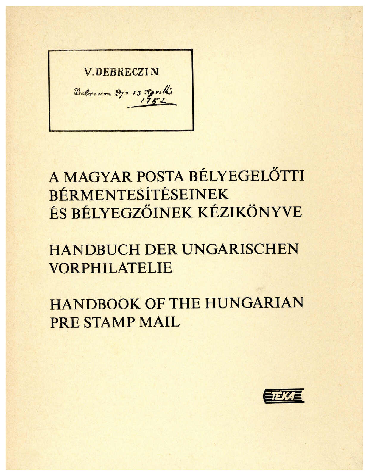 UNGARN-VORPHILA,  Arge-Ungarn - Handbuch der Ungarischen ...