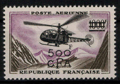 500 auf 1000 Fr. Hubschrauber 1959 **  (25,-)