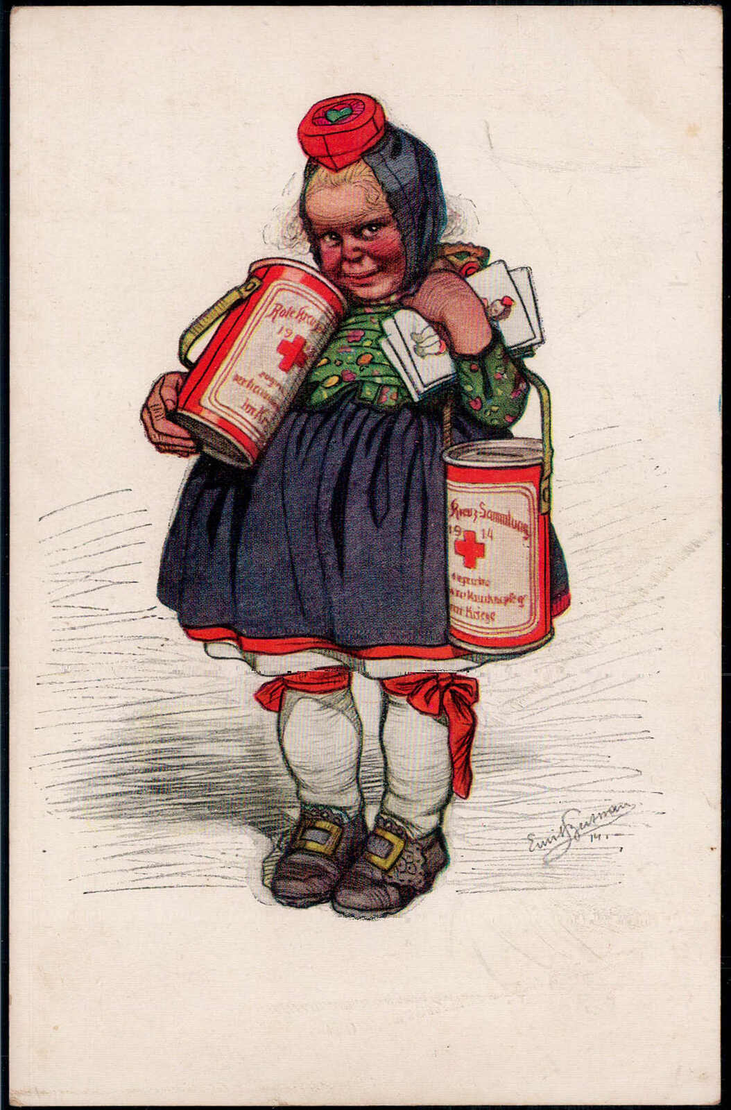 Marburg  W-3550,  Vaterl. Rot-Kreuz-Frauenverein, sign. 1914  I-II