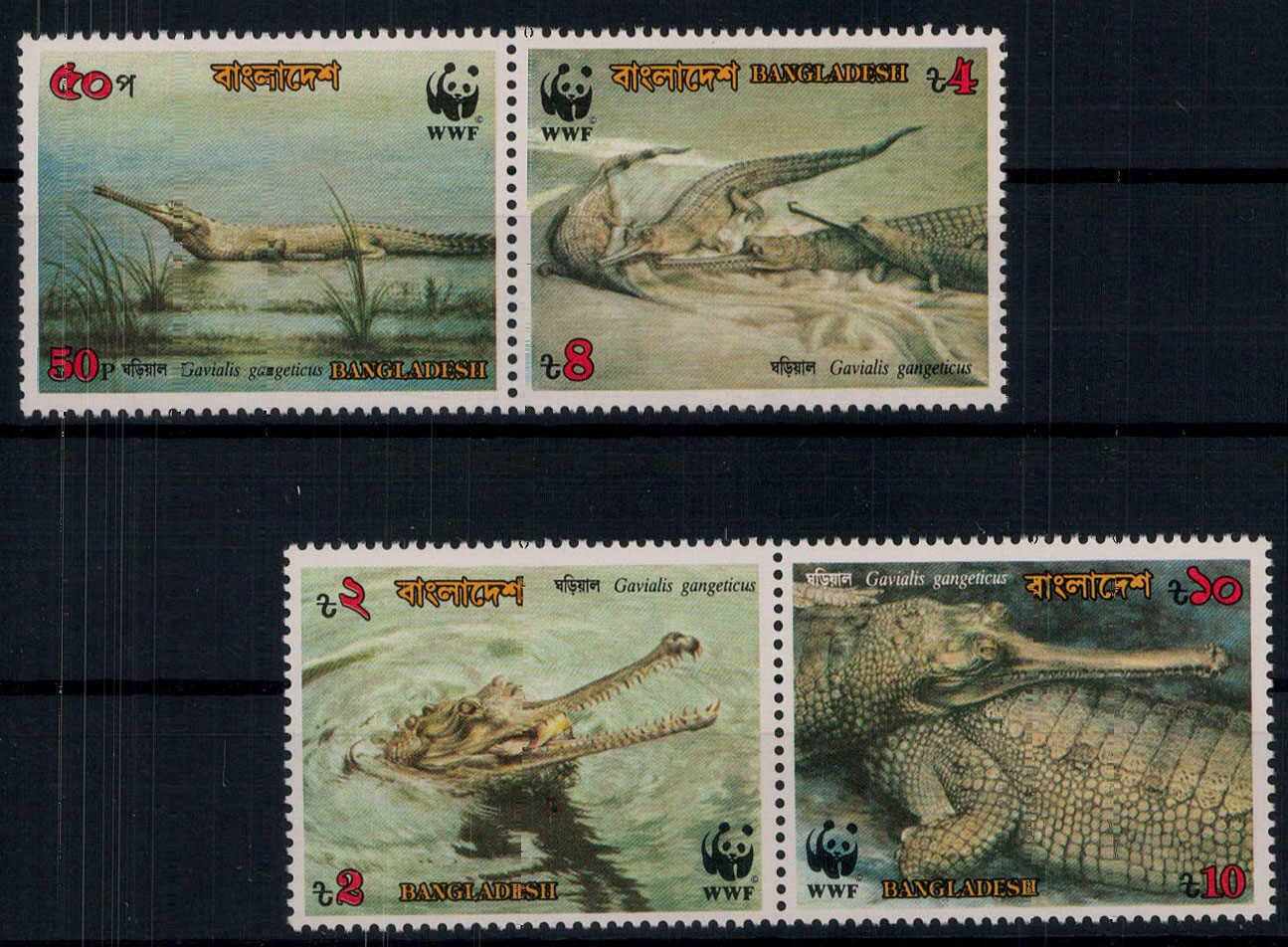 Gangesgavial 1990 im ** 4er.-Block