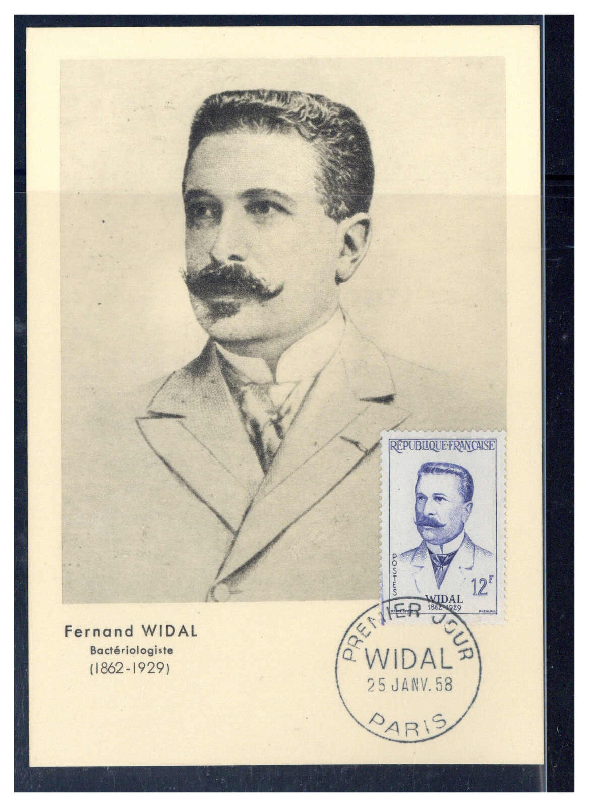 12 Fr.  Frz. Mediziner 1958 auf Maxikarte