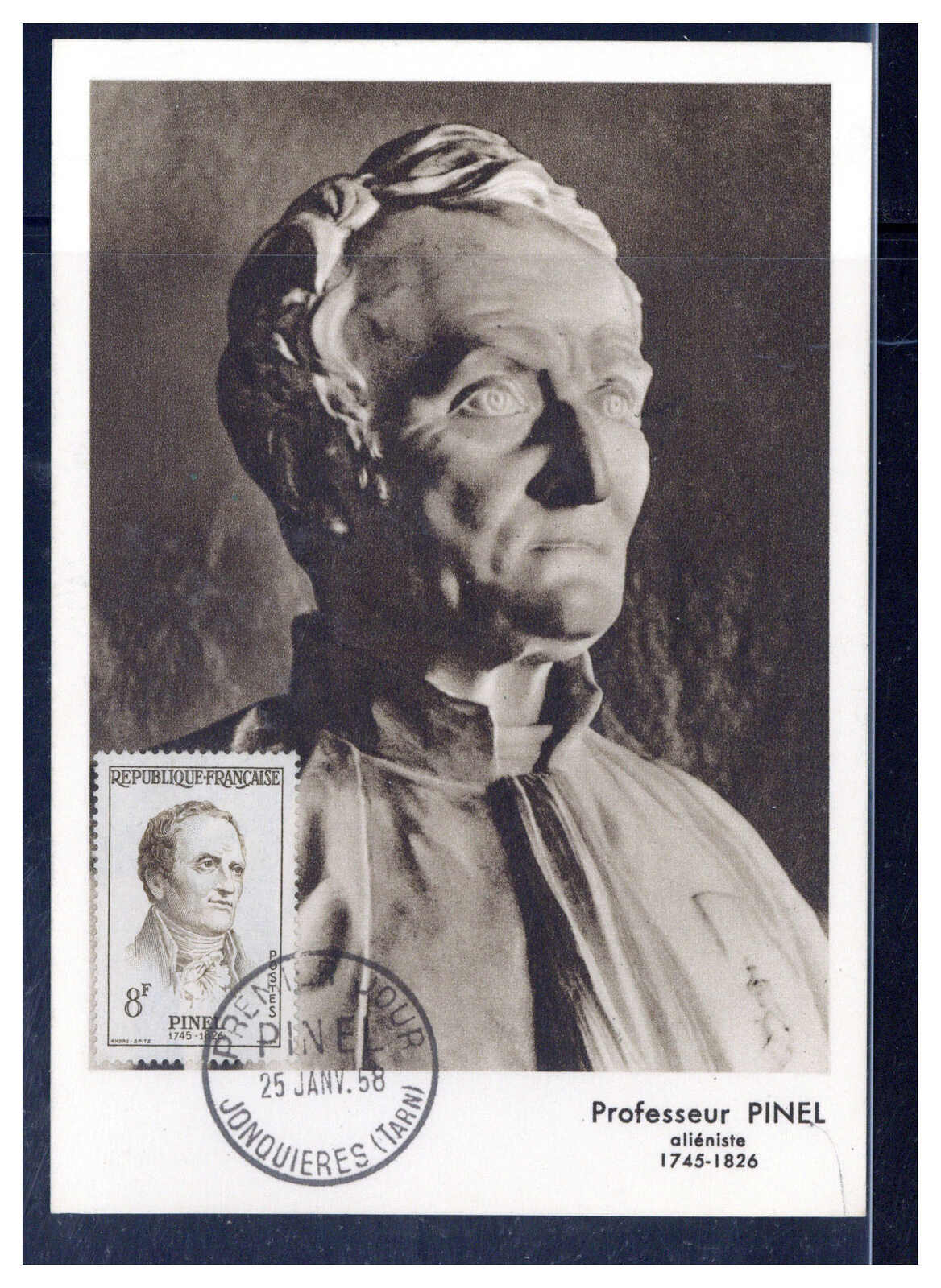 8 Fr.  Frz. Mediziner 1958 auf Maxikarte