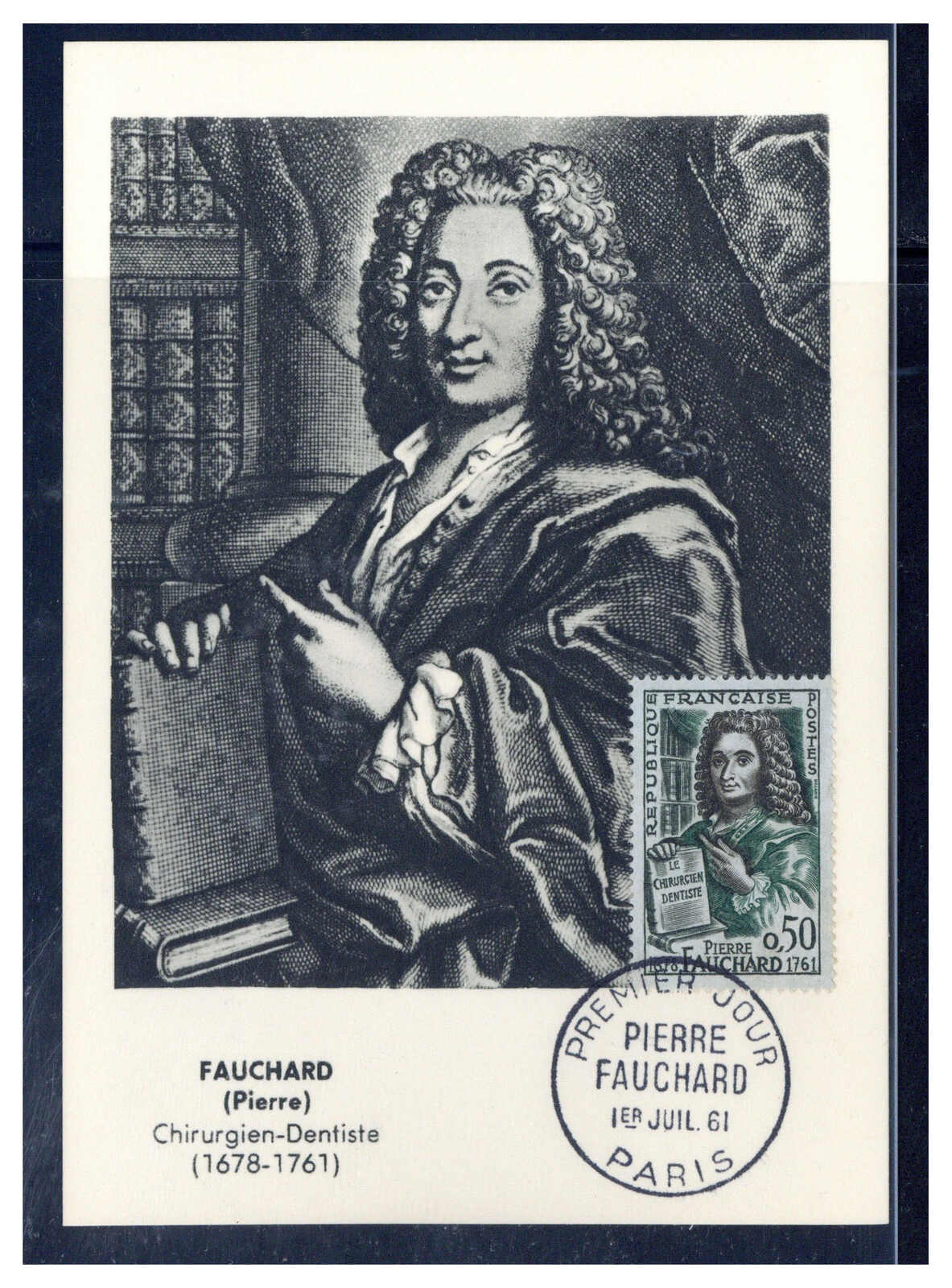 0.50 Fr.  200. Todestag P. Fauchard 1961 auf Maxikarte