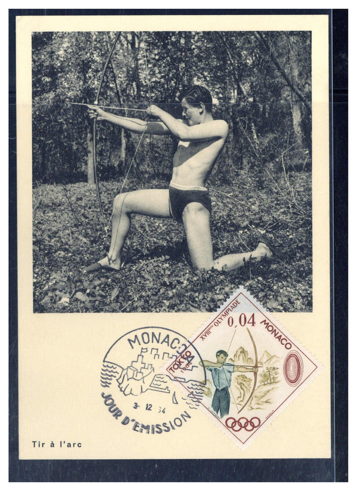 0.04 Fr.  Bogenschütze 1964 auf Maxikarte