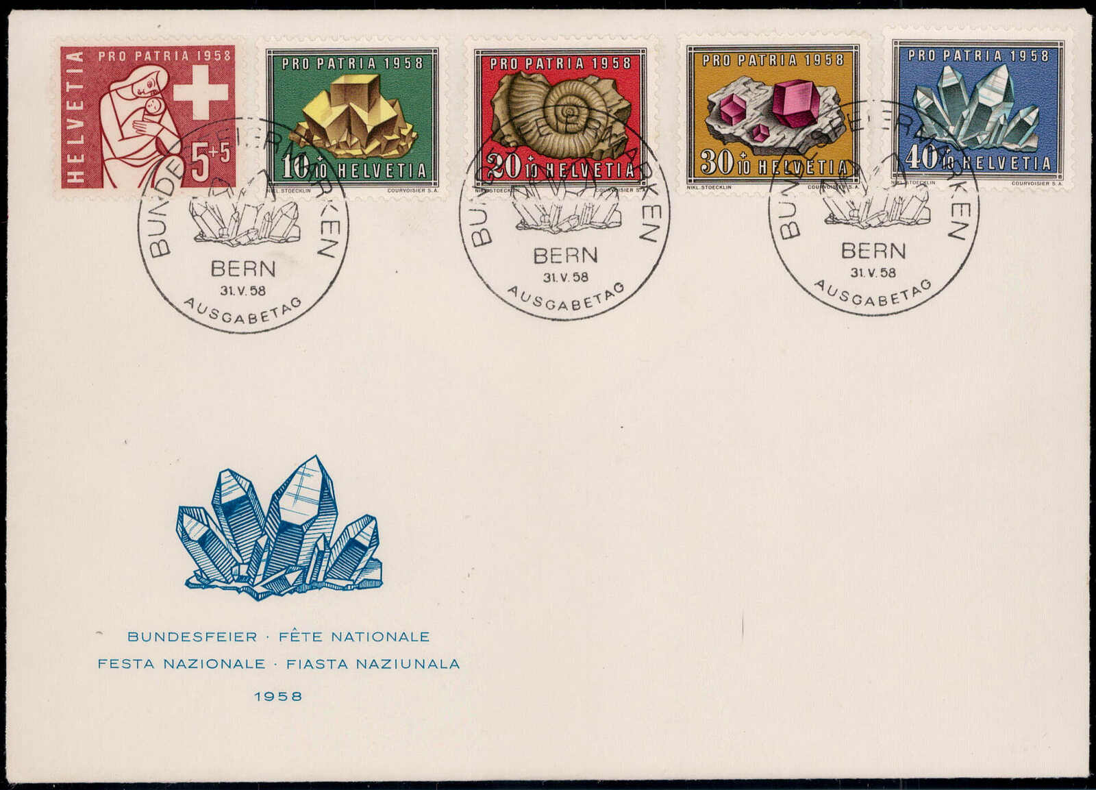 Pro Patria 1958 kpl. auf illustriertem FDC  (28,-)