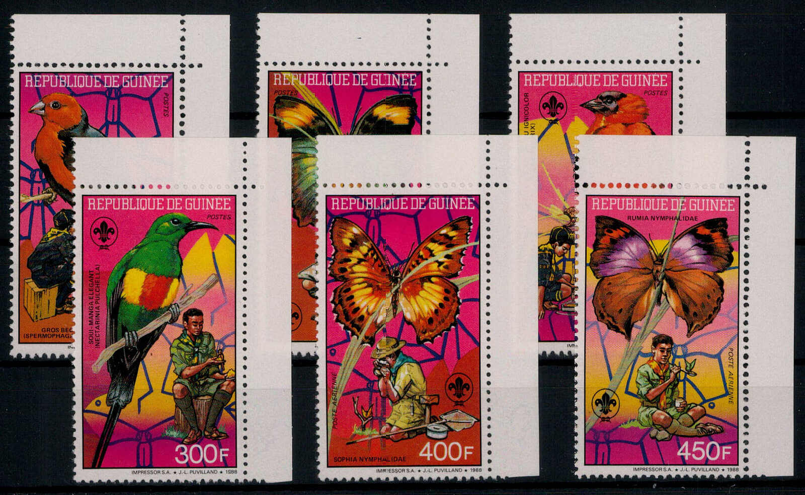 Pfandfinderbewegung: Vögel und Schmetterlinge 1988 kpl. **  (17,-)