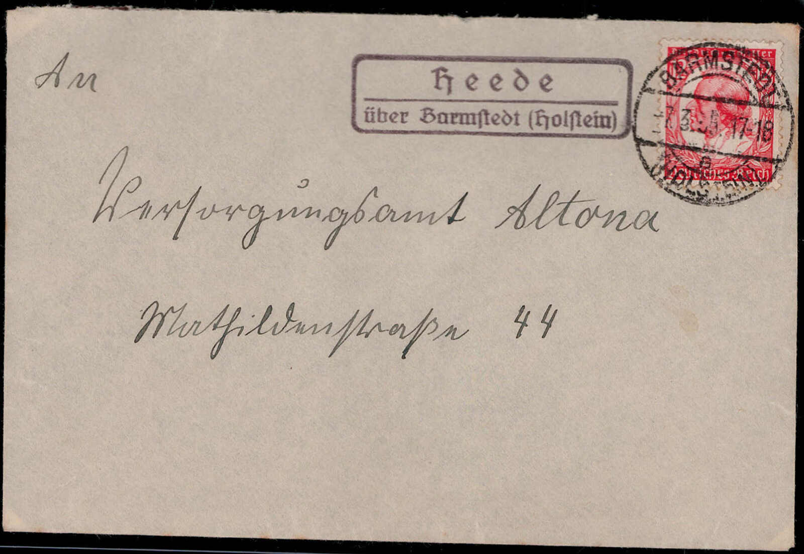 Heede über Barmstedt (Holstein)  W-2202,  violetter Landpost R2 klar ...