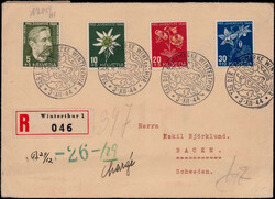 Pro Juventute 1944 kpl. auf Reco.-Zensur-Auslandsbrief mit SST  "TAG ...