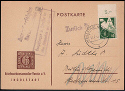 10 Pf. Verkehrsausstellung 1953 vom Oberrand als EF. auf ...