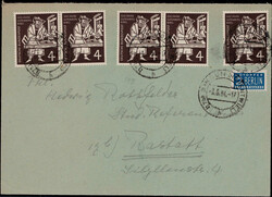 4 Pf. Gutenberg 1954 (5) als MEF. auf portogerechtem Fernbrief  ...