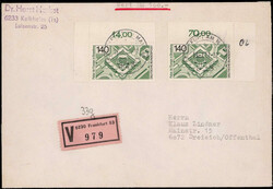 140 Pf. Europarat 1977, zwei Bogenecken als MEF. auf portogerechtem ...