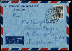 90 Pf. gr. Bauwerke als EF. auf Auslands-Aerogramm  "BAD NEUENAHR" ...