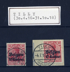 "TILLY", K1 und Stegstempel je zentrisch klar auf 10 Pf. ...