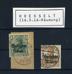 "HOESSELT", K1 und  Stegstempel je klar auf zwei Germania-Werten