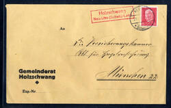 Holzschwang Neu-Ulm (Schwb) Land  W-7910, roter Landpost R2 klar auf ...