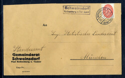 Schweinsdorf Rothenburg o. Tbr. Land  W-8803,  violetter Landpost R2 ...