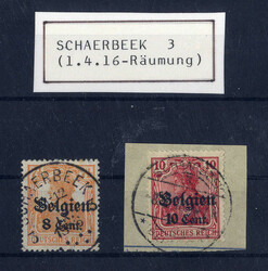 "SCHAERBEEK 3",  K1 Punktstempel und Stegstempel auf zwei ...