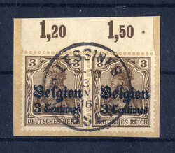 3 C. Germania im waagrechten Paar-POR auf Bfstk. mit K1  "LESSINES"