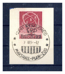 20 Pf. ERP auf Bfstk. mit SST  "REMSCHEID ERP MARSHALL-PLAN-ZUG"  (40 ...