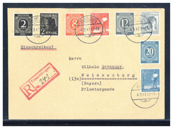 20 Pf. Arbeiter nebst sieben weiteren Werten auf portogerechtem Reco ...