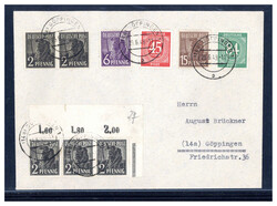 2 Pf. Arbeiter im Eckrand-3er.-Streifen POR nebst sechs weiteren ...