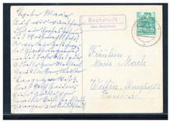 Bechstedt über Rudolstadt  O-6820,  violetter Landpost R2 klar auf ...