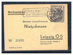 Ebersgrün über Zeulenroda  O-6570, schwarzer Landpost R2 klar auf ...