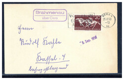 Brahmenau über Gera  O-6500,  violetter Landpost R2 klar auf ...