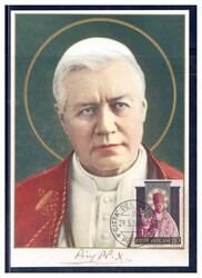 10 L. Papst Pius X. auf Maxikarte 1954
