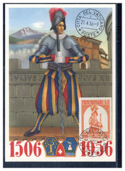 6 L.  450 Jahre Schweizergarde 1956 auf Maxikarte