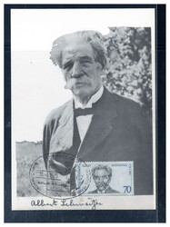70 Pf. Albert Schweitzer 1975 auf Maxikarte