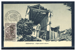 12+4 Fr.  Erdbeben von Orleonsville 1954 auf Maxikarte