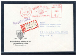 Weilburg  W-6290,  70 Pf. AFS  "WEILBURGER PILSENER BRAUEREI HELBIG" ...