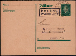 Polenz Wurzen Land  O-7251,  violetter Landpost R2 klar auf 8 Pf. ...
