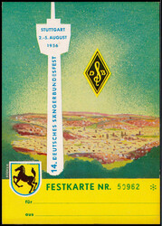 Stuttgart  W-7000,   Festkarte zum 14. Deutschen Sängerbundesfest ...