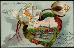 Gera  O-6500,  herrliche Blumenlitho  "Schloß Osterstein" 1900  I-II