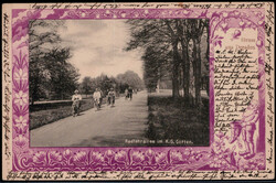 Dresden  O-8010,  Radfahrallee im G.G. Garten, Prägerand mit Zwerg ...