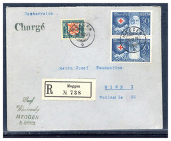 30+10 C. Dunant (2) und 10 C. Winterthur auf Reco.-Auslandsbrief  ...