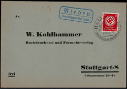 Rieden über Schwäbisch-Hall  W-7170,  blauer Landpost R2 klar auf ...